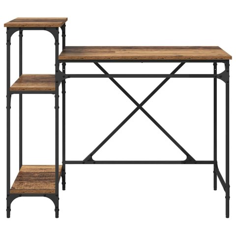 BIURKO Z PÓŁKAMI STARE DREWNO 105X50X90CM INDUSTRIALNE