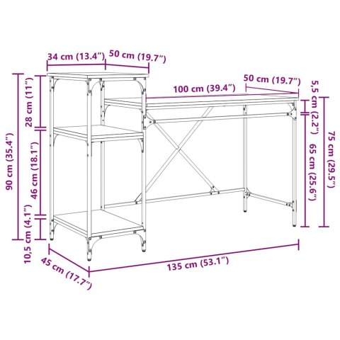 BIURKO STARE DREWNO 135X50X90CM INDUSTRIALNE