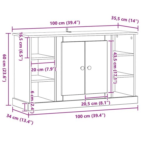 SZAFKA KOMODA CZARNY DĄB 100X35,5X60CM