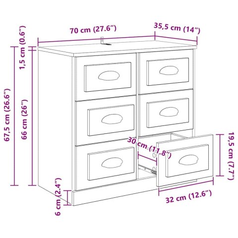 SZAFKA KOMODA CZARNY DĄB 70X35,5X67,5CM