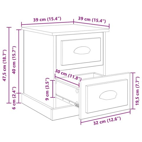 SZAFKA NOCNA Z SZUFLADĄ CZARNY DĄB 39X 39X 47.5CM