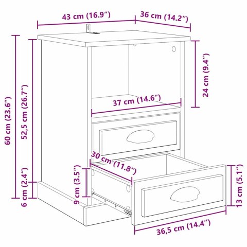SZAFKA NOCNA Z SZUFLADĄ STARE DREWNO 36X 43X 60CM