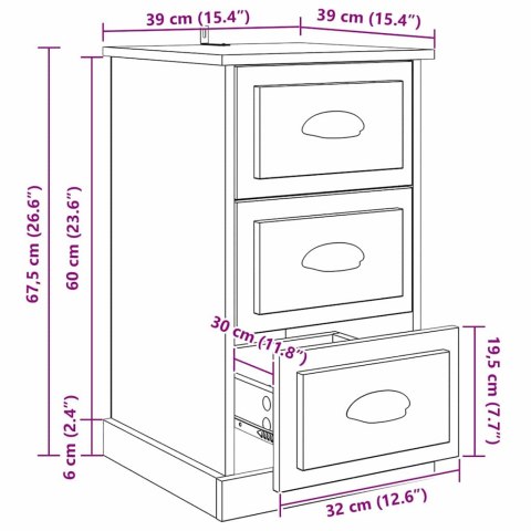 SZAFKA NOCNA Z SZUFLADĄ STARE DREWNO 39X 39X 67,5CM
