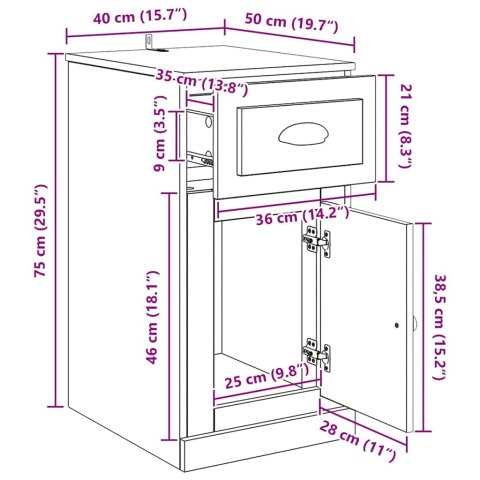 SZAFKA BOCZNA CZARNY DĄB 40X 50X 75CM