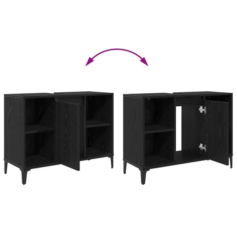 SZAFKA UMYWALKOWA Z PÓŁKĄ Z DRZWIAMI CZARNY DĄB 80X 33X 60CM