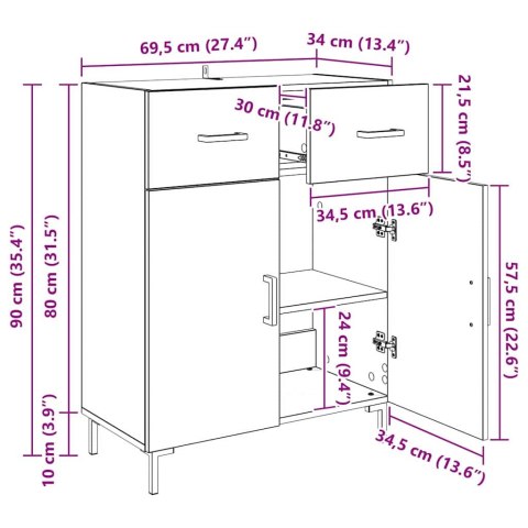 SZAFKA KOMODA CZARNY DĄB 69,5X34X90CM