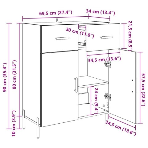 SZAFKA KOMODA Z SZUFLADĄ DĄB RZEMIEŚLNICZY 69,5X34X90CM