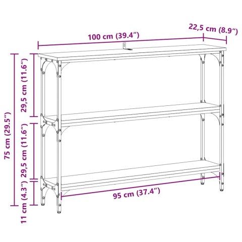 KONSOLA CZARNY DĄB 100X 22,5X 75CM