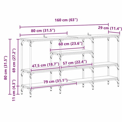 KONSOLA CZARNY DĄB 160X 29X 80CM