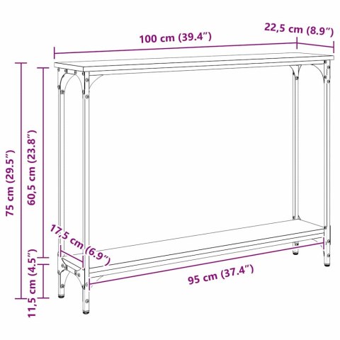 KONSOLA Z PÓŁKĄ DĄB RZEMIEŚLNICZY 100X 22,5X 75CM