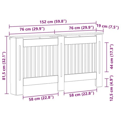 OSŁONA GRZEJNIKA KALORYFERA CZARNY DĄB 152X19X81,5CM
