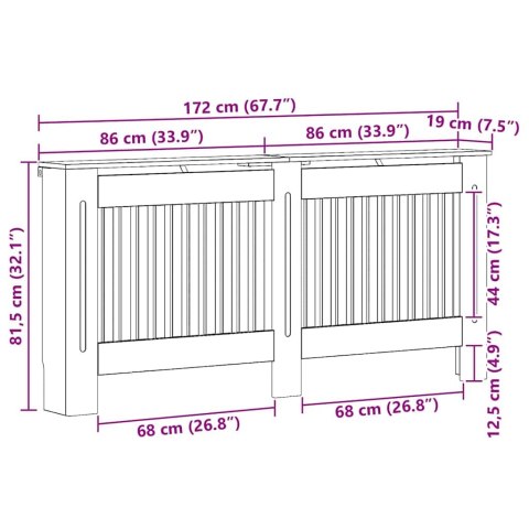 OSŁONA GRZEJNIKA KALORYFERA STARE DREWNO 172X19X81,5CM