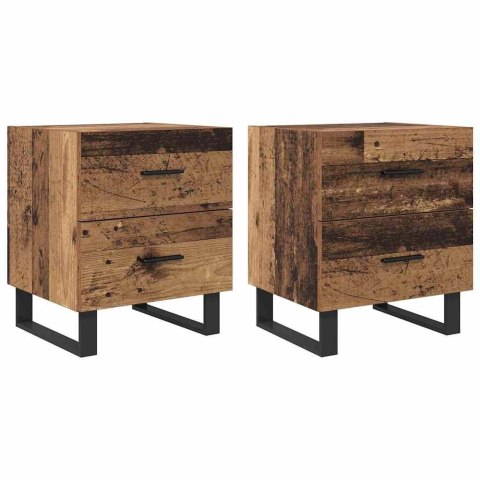 SZAFKA NOCNA 2 PCS STARE DREWNO I CZARNY 40X 35X 47,5CM