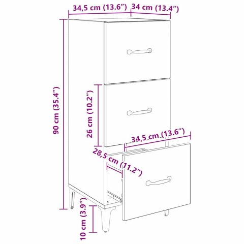 SZAFKA KOMODA CZARNY DĄB 34,5X34X90CM
