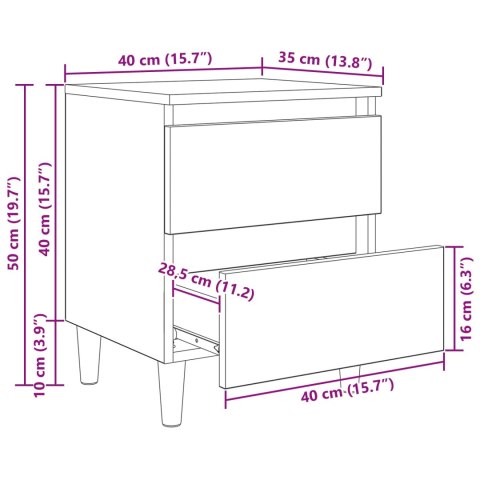 SZAFKI NA ŁÓŻKO Z SZUFLADĄ 2 PCS STARE DREWNO 40X 35X 50CM