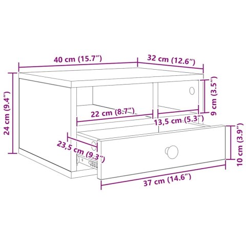 STOJAK SZAFKA REGAŁ NA DRUKARKĘ Z SZUFLADĄ DĄB RZEMIEŚLNICZY 40X 32X 24CM