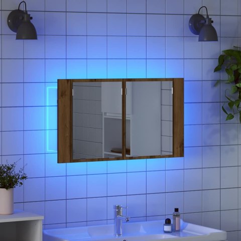 SZAFKA Z LUSTREM DO ŁAZIENKI DĄB RZEMIEŚLNICZY 80X 12X 45CM