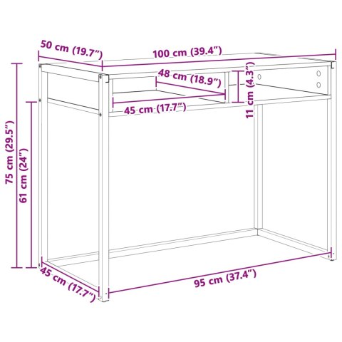 BIURKO INDUSTRIALNE LOFT DĄB RZEMIEŚLNICZY 100X50CM KONSOLA