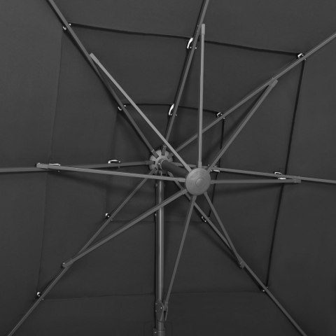4-POZIOMOWY PARASOL NA ALUMINIOWYM SŁUPKU ANTRACYT 250X250CM