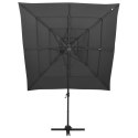 4-POZIOMOWY PARASOL NA ALUMINIOWYM SŁUPKU ANTRACYT 250X250CM