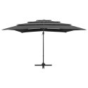 4-POZIOMOWY PARASOL NA ALUMINIOWYM SŁUPKU ANTRACYT 250X250CM