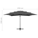 4-POZIOMOWY PARASOL NA ALUMINIOWYM SŁUPKU ANTRACYT 250X250CM