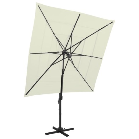 4-POZIOMOWY PARASOL NA ALUMINIOWYM SŁUPKU PIASKOWY 250X250CM