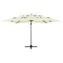 4-POZIOMOWY PARASOL NA ALUMINIOWYM SŁUPKU PIASKOWY 250X250CM