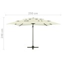 4-POZIOMOWY PARASOL NA ALUMINIOWYM SŁUPKU PIASKOWY 250X250CM