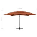 4-POZIOMOWY PARASOL NA ALUMINIOWYM SŁUPKU TERAKOTA 250X250CM