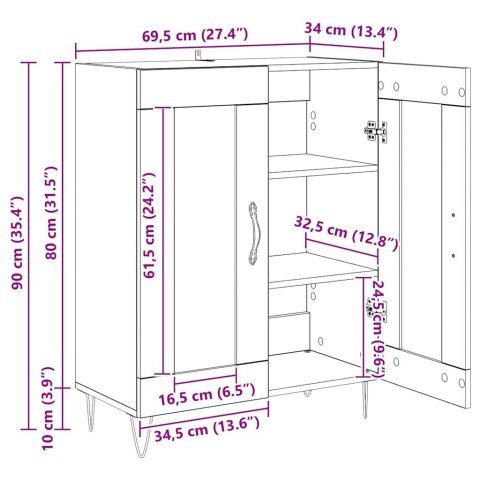 SZAFKA KOMODA CZARNY DĄB 69,5X34X90CM