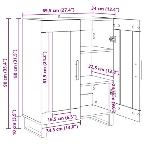 SZAFKA KOMODA CZARNY DĄB 69,5X34X90CM