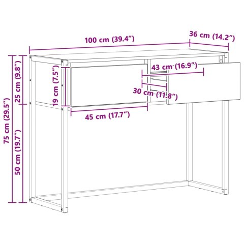 STOLIK KOŃCOWY SONOMA 100X 36X 75CM