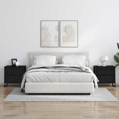 STOLIK NOCNY Z SZUFLADĄ 2 PCS CZARNY DĄB 50X 39.5X 50CM