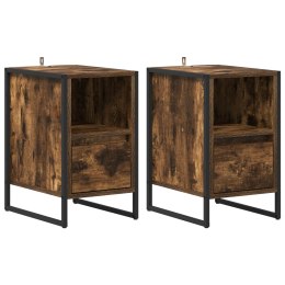 STOLIK NOCNY Z SZUFLADĄ 2 PCS DĄB DYMNY 39,5X 30X 50CM