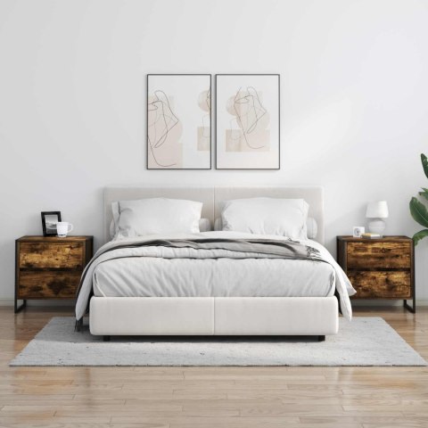 STOLIK NOCNY Z SZUFLADĄ 2 PCS DĄB DYMNY 50X 39.5X 50CM