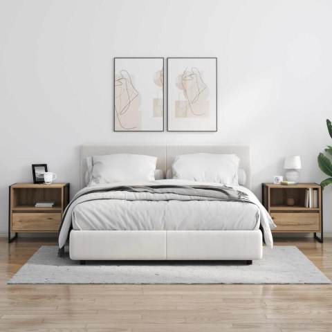 STOLIK NOCNY Z SZUFLADĄ DĄB RZEMIEŚLNICZY 50X 39,5X 50CM