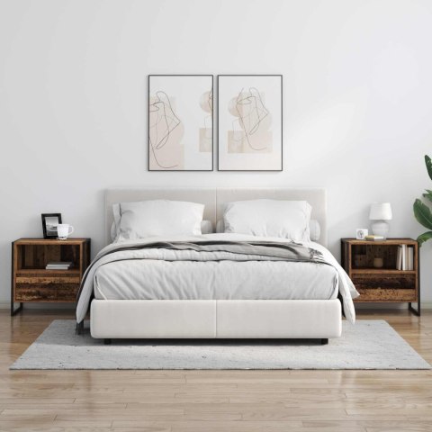 STOLIK NOCNY Z SZUFLADĄ STARE DREWNO 50X 39,5X 50CM