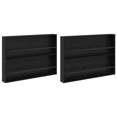 REGAŁ NA GAZETY Z PÓŁKĄ 2 PCS CZARNY DĄB 100X 12X 70CM