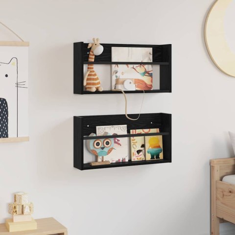 REGAŁ NA GAZETY Z PÓŁKĄ 2 SZT. CZARNY DĄB 60X 12X 30CM