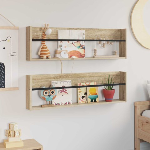 REGAŁ NA GAZETY Z PÓŁKĄ 2 SZT. DĄB SONOMA 100X 12X 30CM