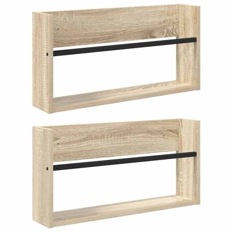 REGAŁ NA GAZETY Z PÓŁKĄ 2 SZT. DĄB SONOMA 60X 12X 30CM