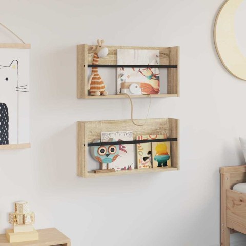 REGAŁ NA GAZETY Z PÓŁKĄ 2 SZT. DĄB SONOMA 60X 12X 30CM