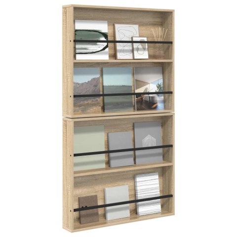 REGAŁ NA GAZETY Z PÓŁKĄ 2 PCS DĄB SONOMA 80X 12X 70CM