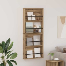 REGAŁ NA GAZETY Z PÓŁKĄ 2 SZT. DĄB RZEMIEŚLNICZY 60X 12X 70CM