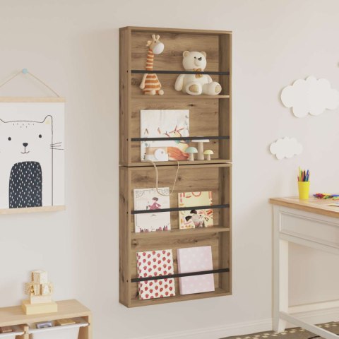 REGAŁ NA GAZETY Z PÓŁKĄ 2 SZT. DĄB RZEMIEŚLNICZY 60X 12X 70CM