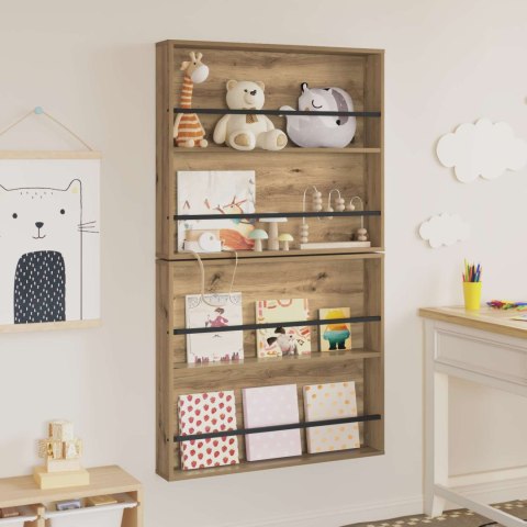 REGAŁ NA GAZETY Z PÓŁKĄ 2 SZT. DĄB RZEMIEŚLNICZY 80X 12X 70CM