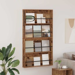 REGAŁ NA GAZETY Z PÓŁKĄ 2 SZT. STARE DREWNO 80X 12X 70CM