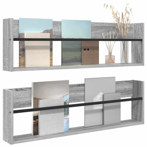 REGAŁ NA GAZETY Z PÓŁKĄ 2 SZT. SZARY SONOMA 100X 12X 30CM