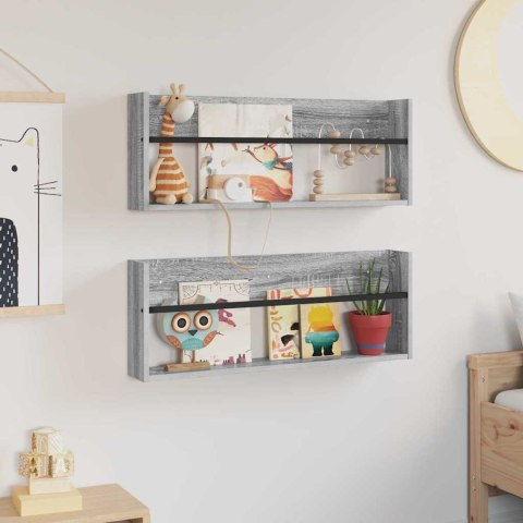 REGAŁ NA GAZETY Z PÓŁKĄ 2 SZT. SZARY SONOMA 80X 12X 30CM